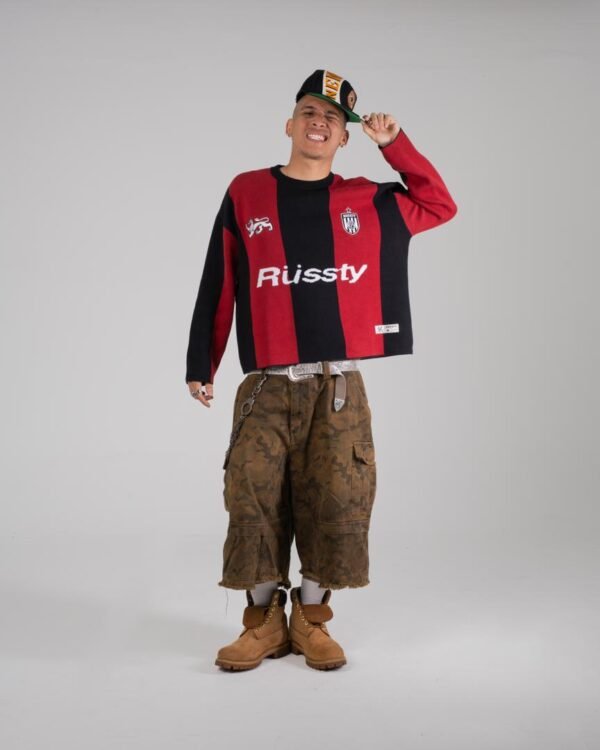 BLACK RED KNITTED JERSEY